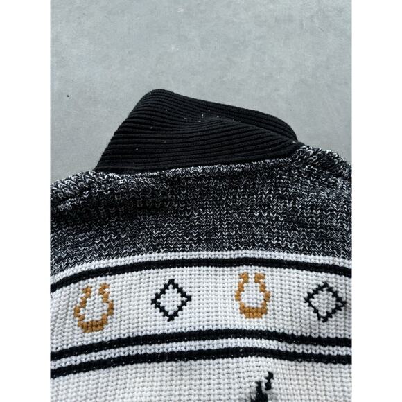 1950s Vintage Western Sears Men’s Size M Cowboy Horses Sweater Cardigan Flaws - Picture 10 of 11